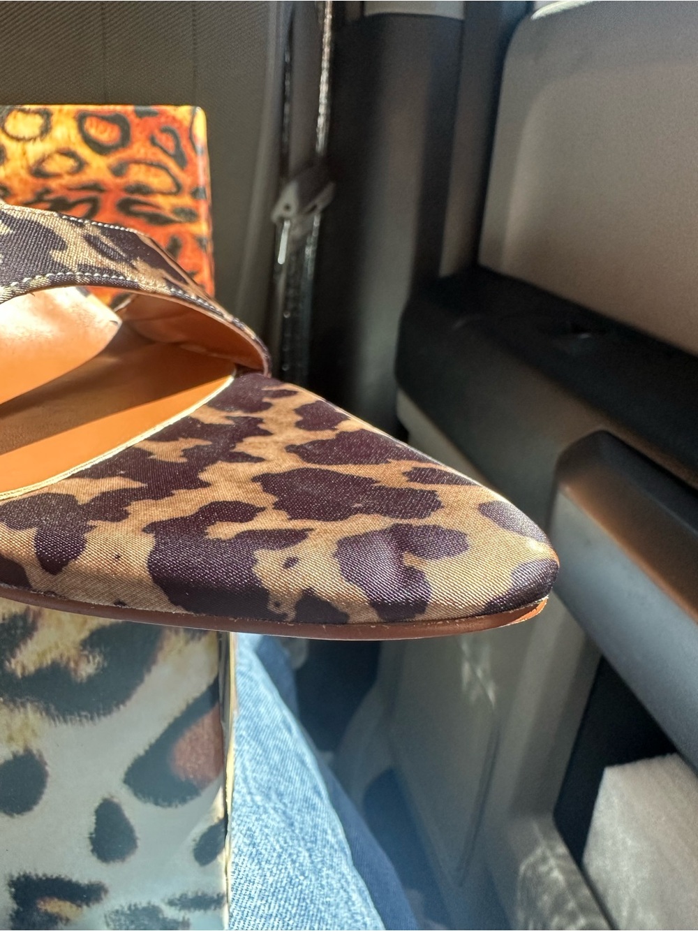 Frankie Hsu Leopard Print Open-Toe Stiletto Heels - Picture 5 of 13